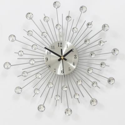 Artistic Metal Wall Clock with Acrylic Diamond