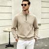 FL Men's Plus Size Casual Half-Zip Hoodie - Long Sleeve, Stand Collar for Spring & Autumn