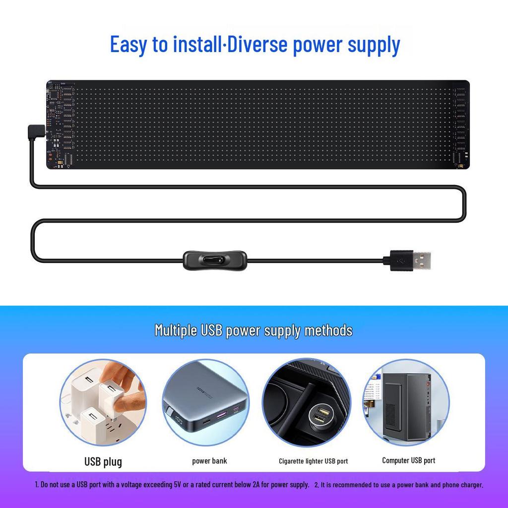 Smart LED Car Sticker: Full Color Flexible Display with Bluetooth Scrolling Subtitles for In-Car Advertising.