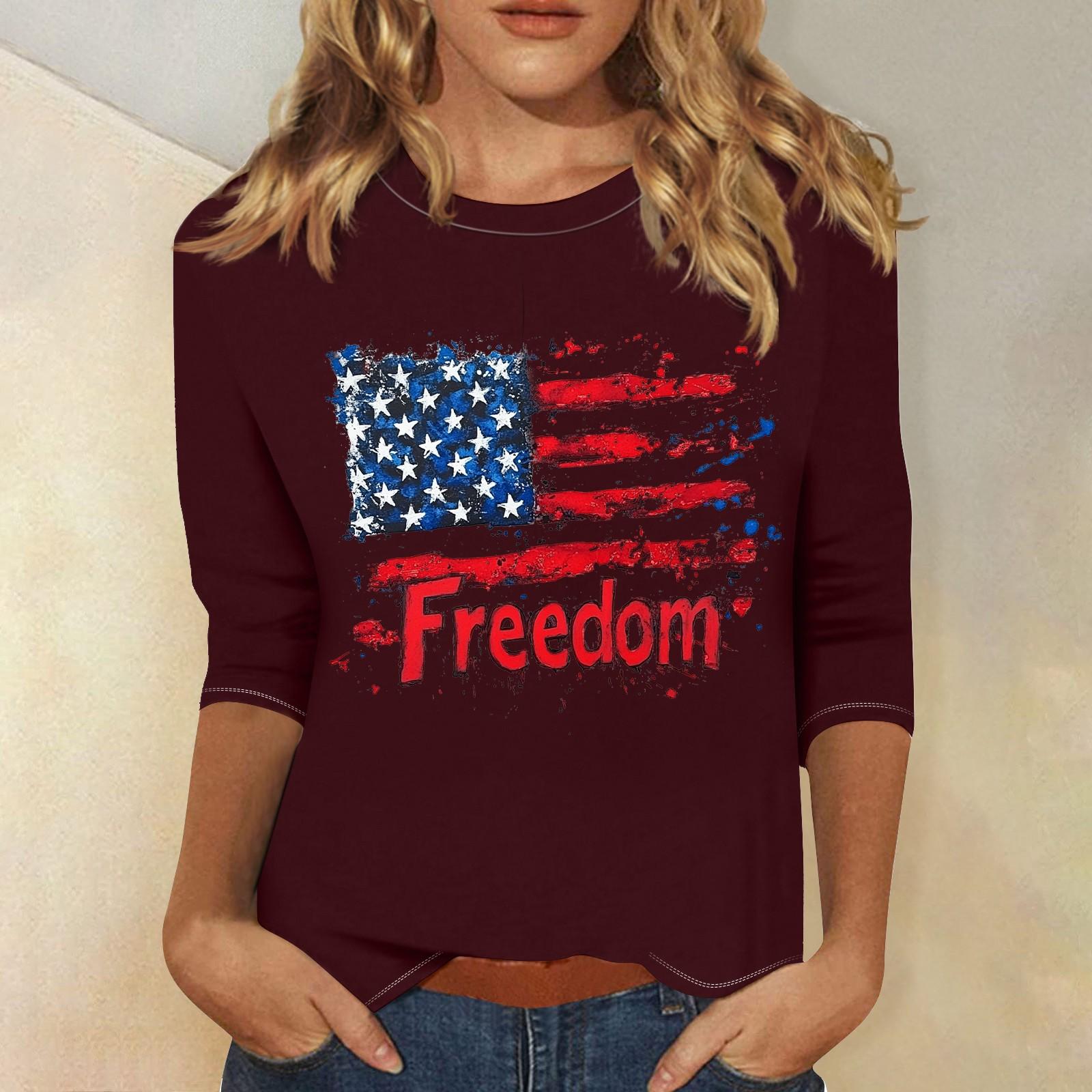 

Женская мода свободный повседневный топ с семью рукавами и круглым вырезом M винный