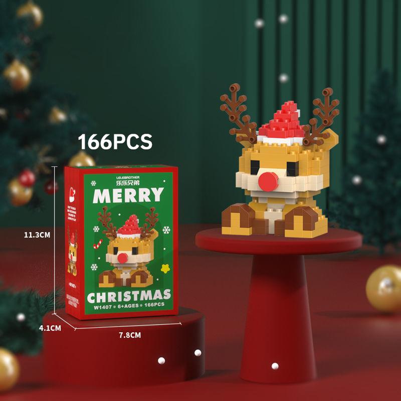 Merry Christmas Micro Building Blocks Santa Claus Elk Snowman Christmas Tree Assembled Mini Bricks Figure Toy For Kid Gifts