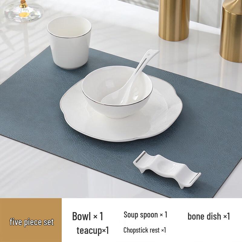 

Набор керамической посуды Ruyi из пяти предметов с серебряным ободком