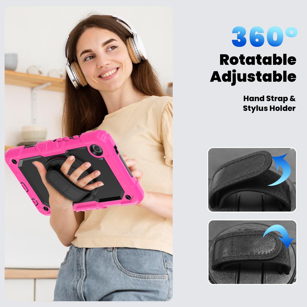 360 Rotatable Stand Armor Case For Samsung Galaxy Tab A9 2023 8.7 inch SM-X110 X115 X117 With Screen Protector Heavy Duty Cover