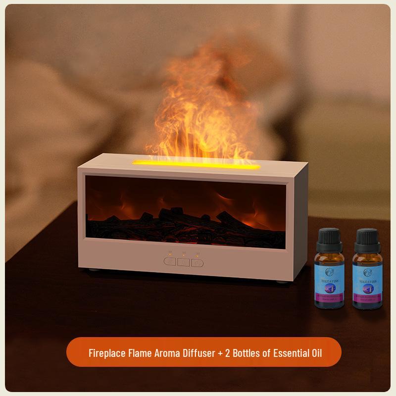 Retro 3D Fireplace Flame Aroma Humidifier & Colorful Desktop Light