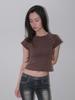 ORDINARY HOLIDAY Lace Up Sleeves T-Shirt [Brown]