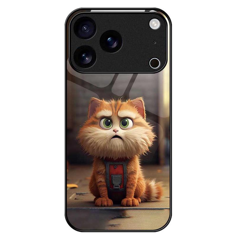 For iPhone 17 Pro Max Case TPU PC Tempered Glass Pattern Printing Phone Back Cover