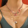 Santa Double Layer Christmas Necklace Christmas Tree Cartoon Pendant Bracelet  Festival