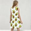 Girls Round Neck Sleeveless A Line Flared Hem Printed Gradient Dress