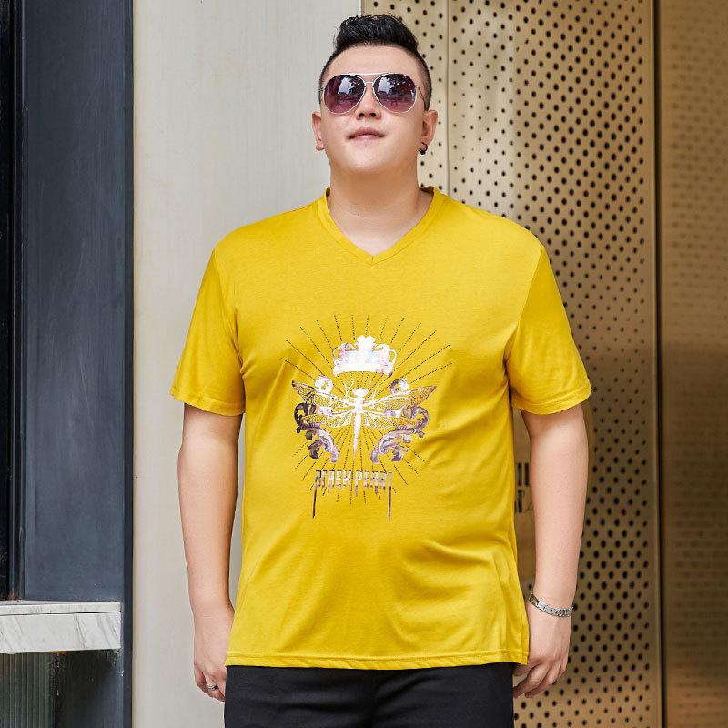 

Футболка мужская с короткими рукавами и V-образным вырезом, супер-толстая, свободного покроя, большого размера, для толстых мужчин, рубашка-боди Tide Bottoming Shirt 7XL жёлтый