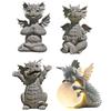 Small Dinosaur Meditate Buddha Sculpture Resin Ornament Home Room Desk Dragon Meditated Statue Model Garden Outdoor Yard Decorat