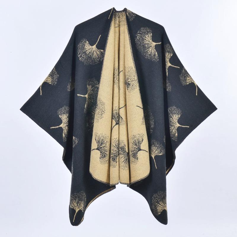 

New women s shawl fashion ginkgo leaf pattern large shawl western travel photo outside with a cold cape 130x150cm
