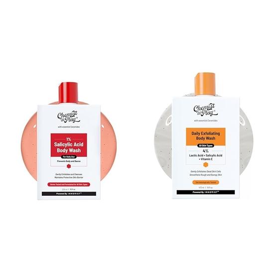Chemist At Play 1% Salicylic Acid Body Wash 236ml Prevents Body Acne, Bumpy Skin & Deep Cleanses Skin + 1% Salicylic Acid Exfoliating Body Wash 473ml