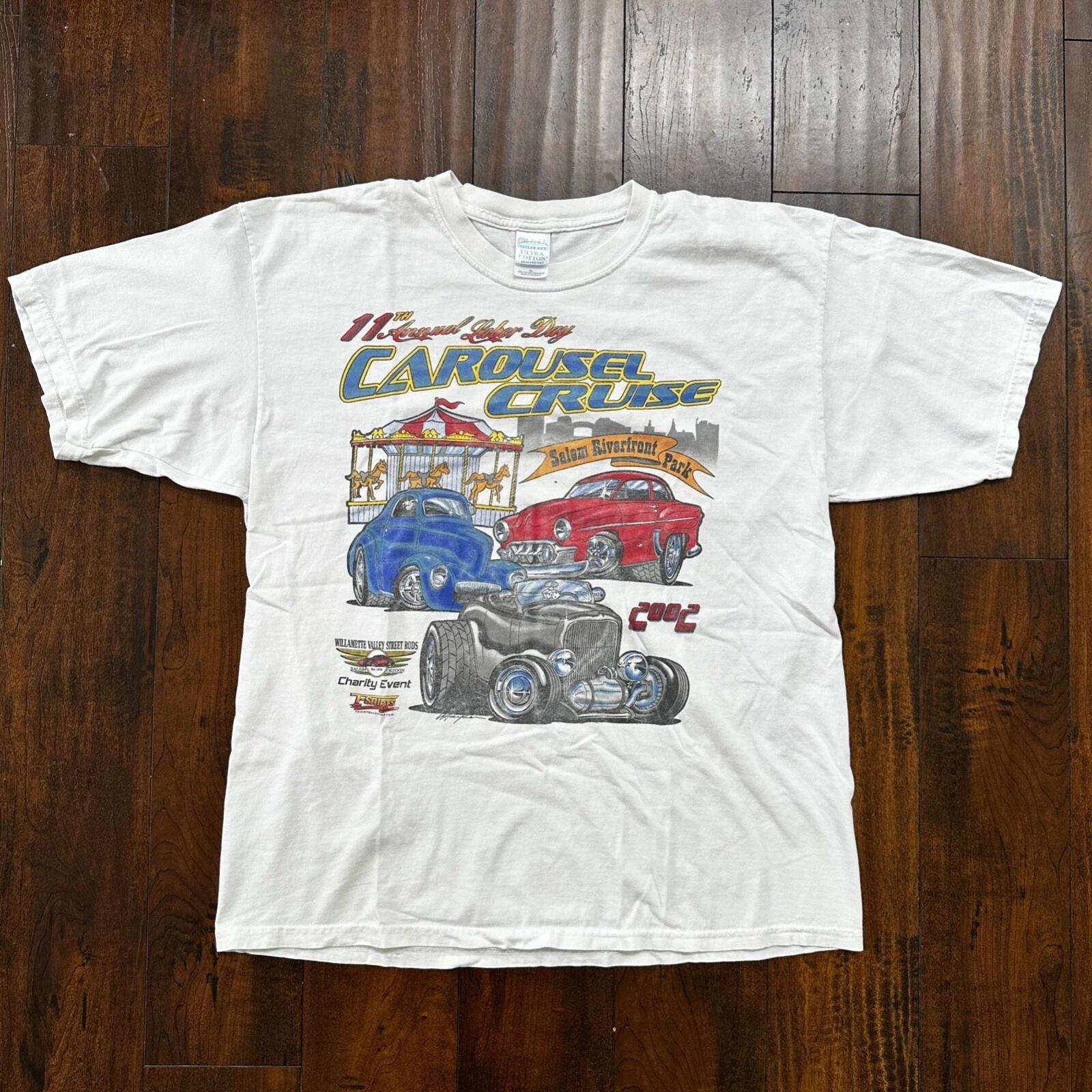 

Carousel Cruise Cars 2002 VTG T Shirt Nascar Racing Old Antique Salem Riverfront XL