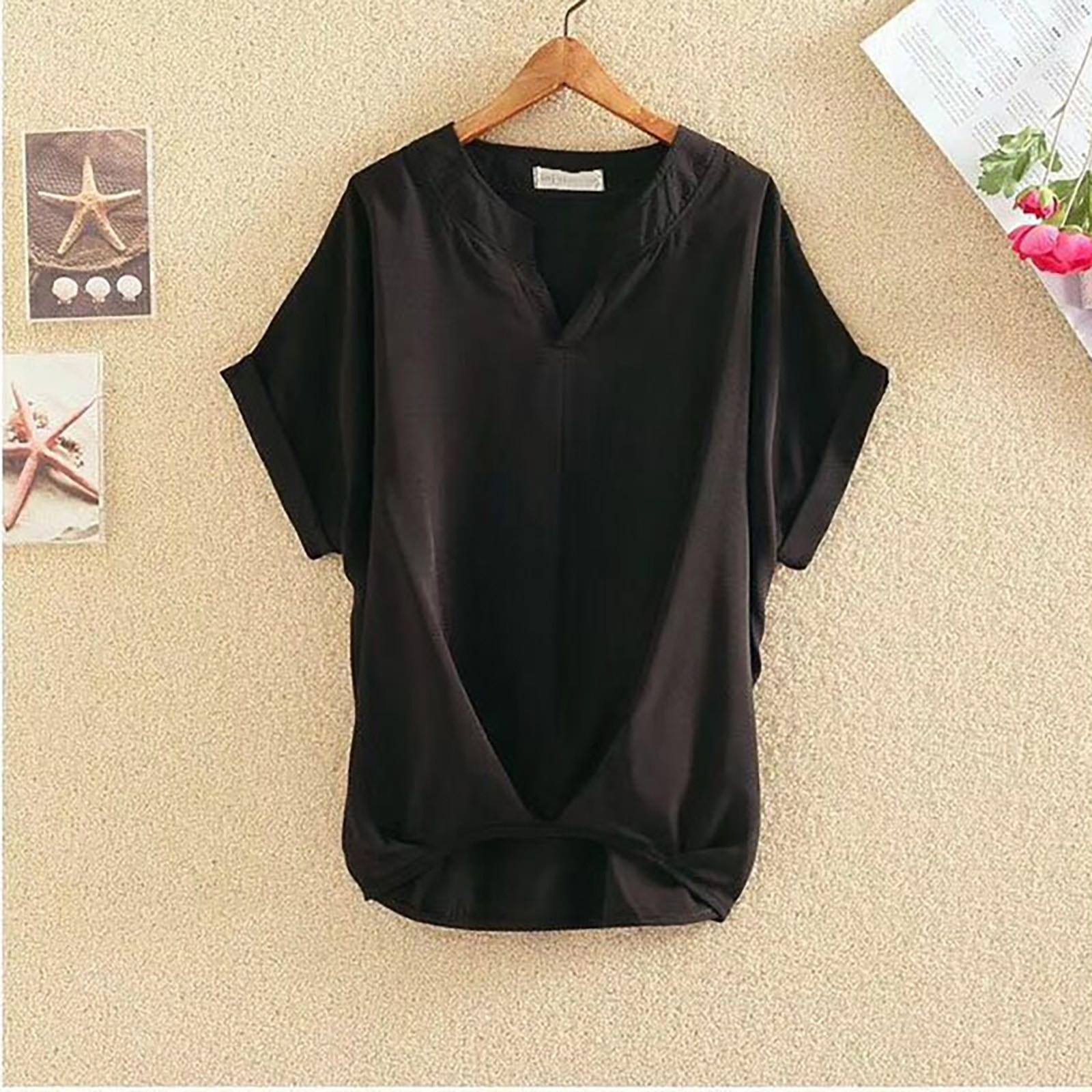 

Модная женская летняя хлопковая льняная рубашка с v-образным вырезом, свободные топы XXXL чёрный