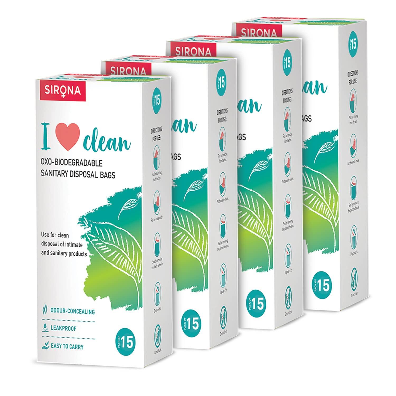 Sanitary Feminine Hygiene Product & Diapers Disposal Bags by SIRONA (60 Bags)