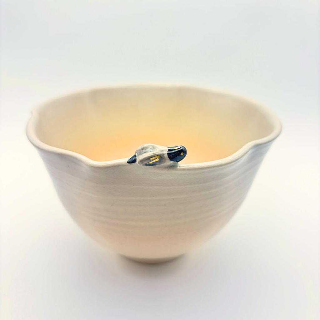 Matcha-Teeschale, Kyoto-Ware, Hergestellt in Japan, Design Mond und Herbstgras, von Takenaka Kosho, 11 cm breit x 8,5 cm hoch, Perfekt für die Teezeremonie, Geschenk