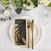 Plam Leaf Cloth Napk Set of 4 Black Golden Luxurious Dinner Cloth Reble 20 X 20 Inch Washable Soft Kitchen Table Napk for Cocktails Holiday Party