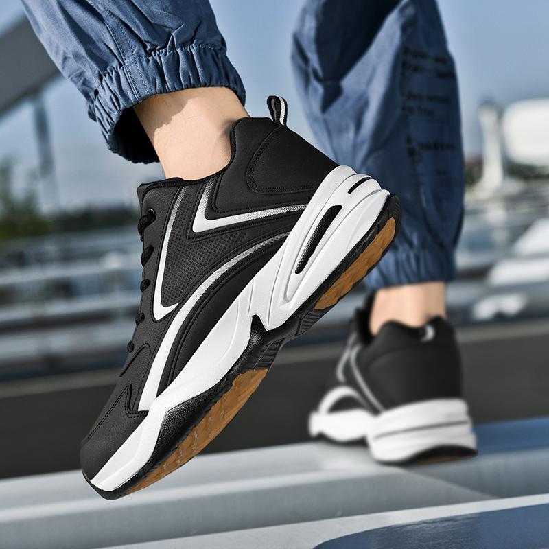 FashionMen Shoes Lace Up Leather Fashion Sneakers for Men Leather Comfort Lightweight Casual Shoes Outdoor Walking Footwear Big Size 50