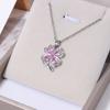 Silver Chain Necklace Four Leaf Clover Pendant Fashion Jewelry Zircon Crystal Charm Elegant Design Durable Metal Accessory for Women