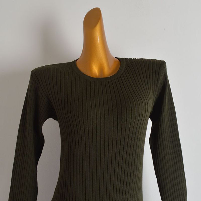 New Arrival Pure Color Round Neck Pullover Long Sleeves Knitting Dress Women's Clothing Fall Slim Fit Slim Looking Below the Knee Long Dress