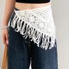 Bohemian Knitted Butt Flap Hollowing Out Tassel Hip Apron Triangular Scarf Tie Straps  Women Girls