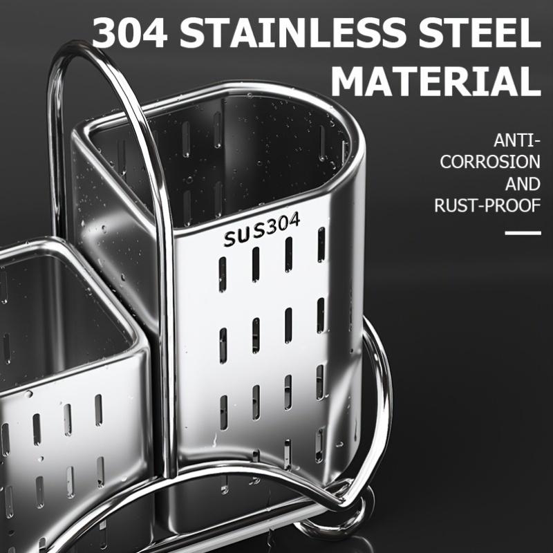 Estante para Utensilios de Cocina de Acero Inoxidable, Soporte Multifuncional para Cubiertos de Cocina que Ahorra Espacio, Adecuado para Almacenar Cuchillos, Tenedores, Cucharas, Espátulas, Etc.