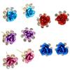 Women's Fashion Rose Flower Ear Studs Rhinestone Inlaid Earrings Jewelry Gift