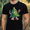 Men's T-Shirt Funny Christmas Tree Motif Cotton Size XS To 5XL