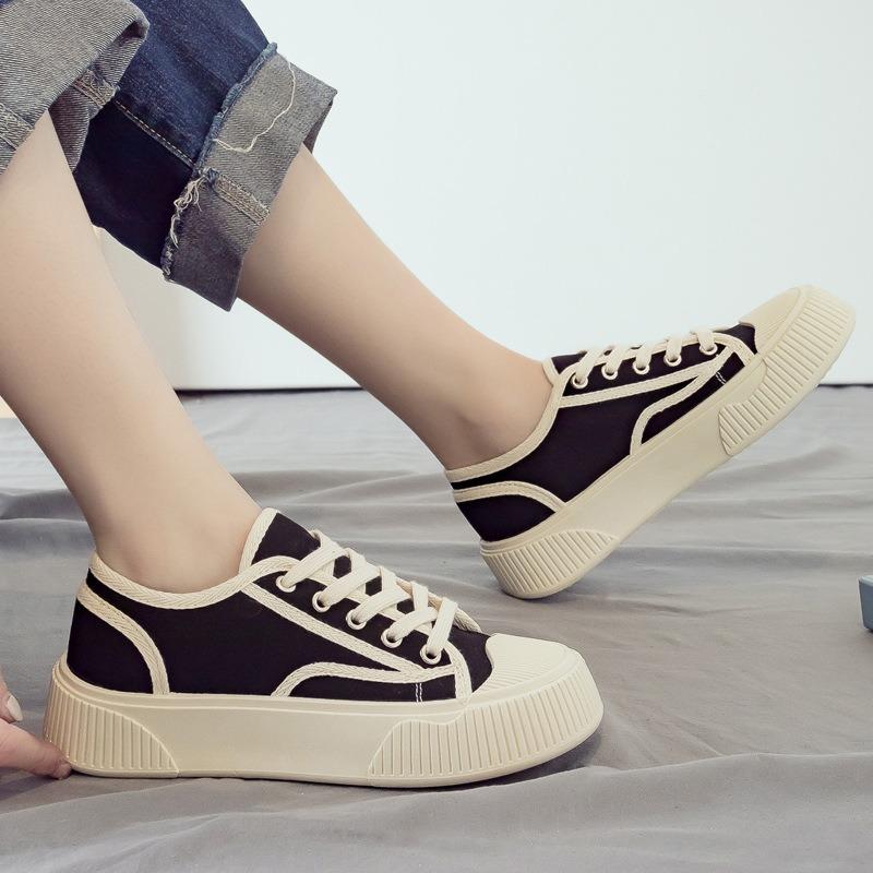Spring and summer new canvas shoes women's platform women's shoes casual board shoes muffin white shoes tide