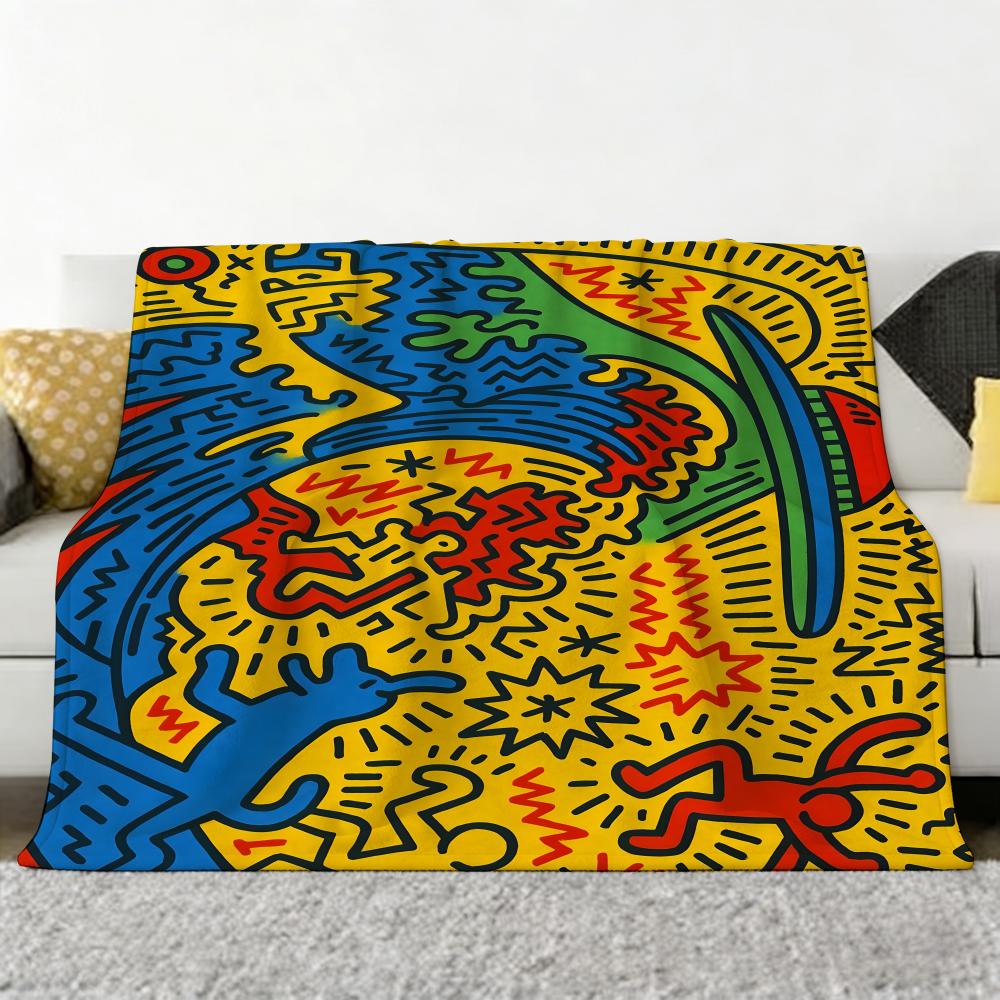 Artist K-Keith H-Haring Throw Soft Cozy Flannel Throw Blanket for Sofa Bedroom and More