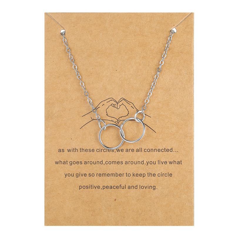 Women Charm Alloy Rhinestone Necklace Stylish Butterfly Double Ring Infinite-shaped Clavicle Chain