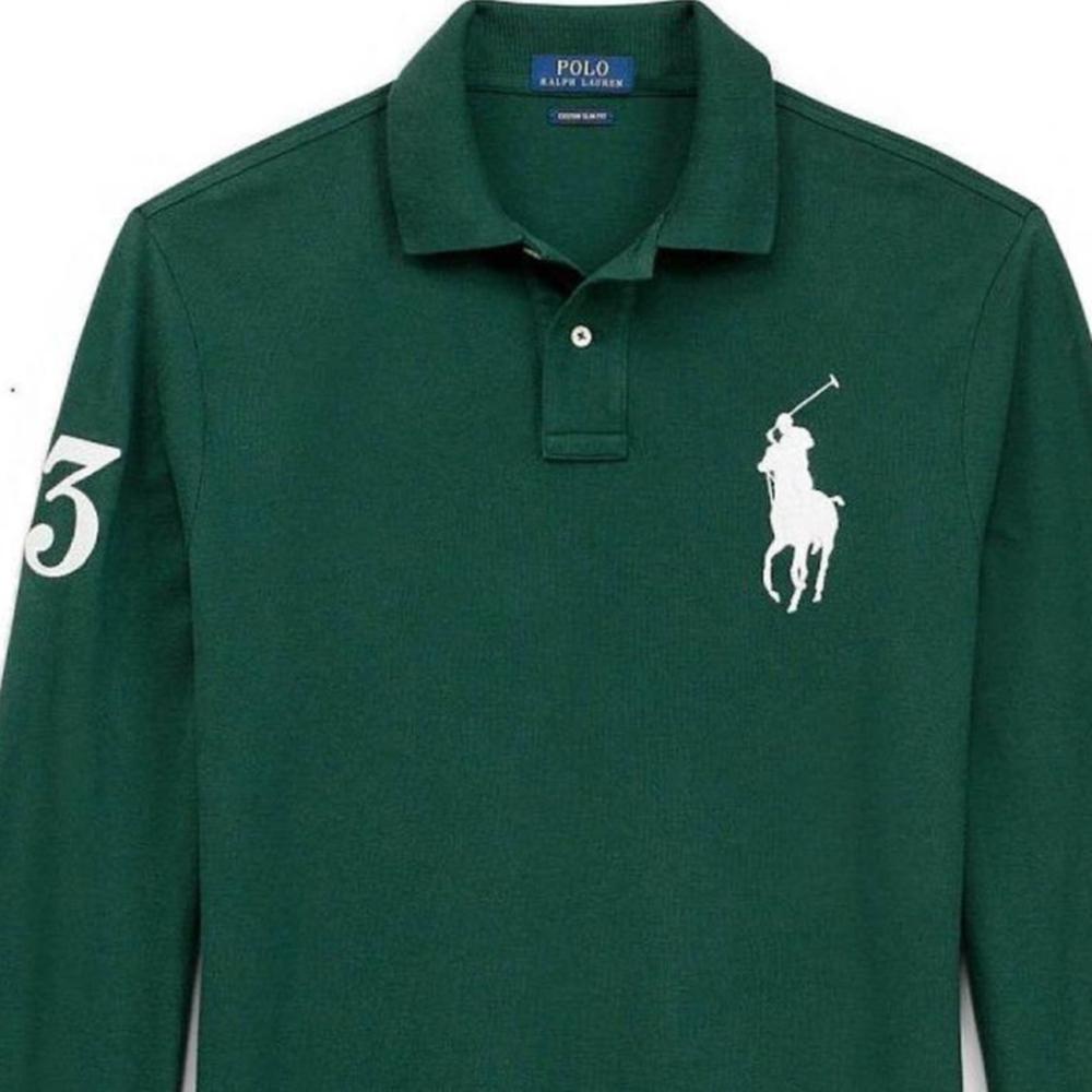 Polo Ralph Lauren FW23 Solid Color Logo Embroidered Long Sleeve Polo Shirt Men Tops Green MNPOKNI16820256-300