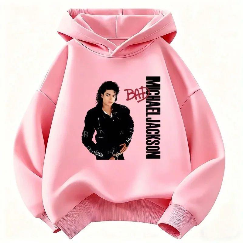 2026 Nuovo Felpa con Cappuccio Stampata Michael Jackson Moda Autunnale Casual da Esterno Felpa Manica Lunga Larga Streetwear per Bambini