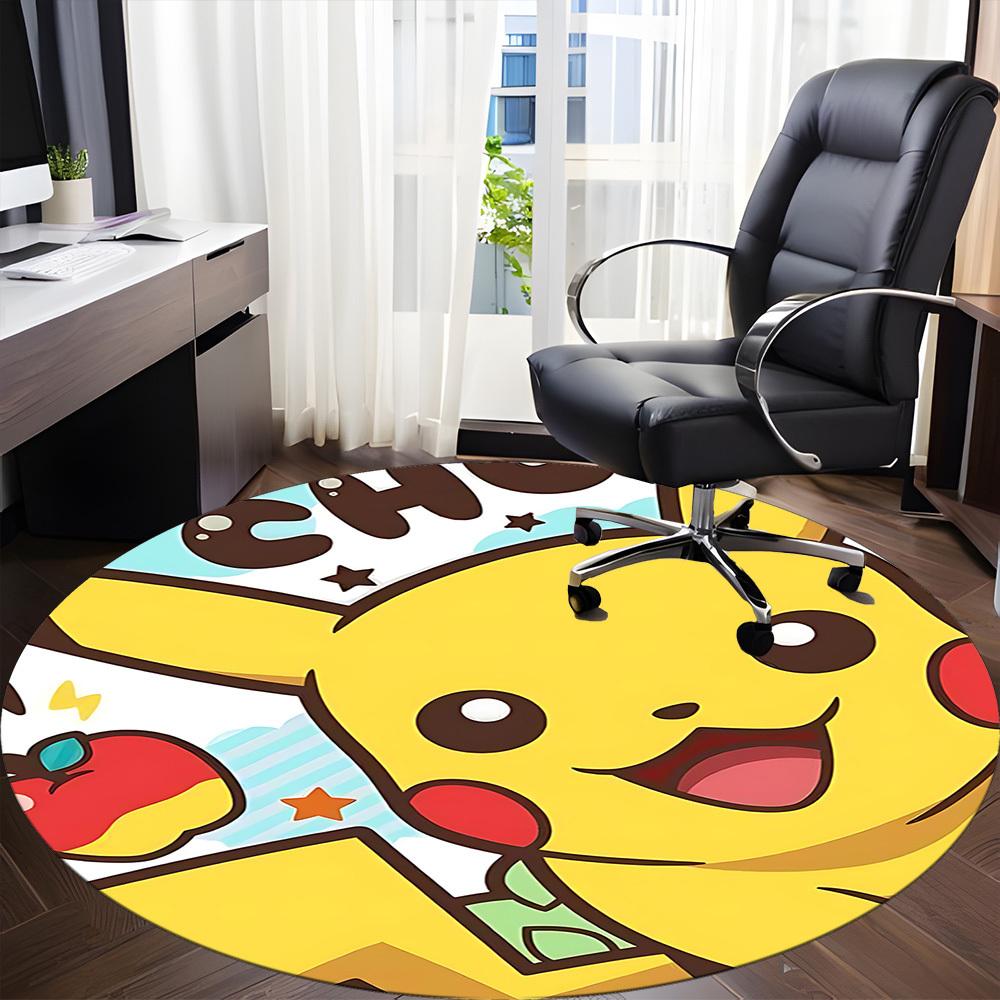 1pc Pikachu, Pokémon Office Round Area Rug, Under Office Chairs Bedroom Living Room Home Decor  a1022280