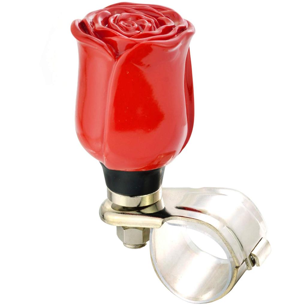 Lunsom Rose Steering Wheel Spinner Resin Flower Handle Spinner Car Control Turning Aid Helper Universal Car (Red)