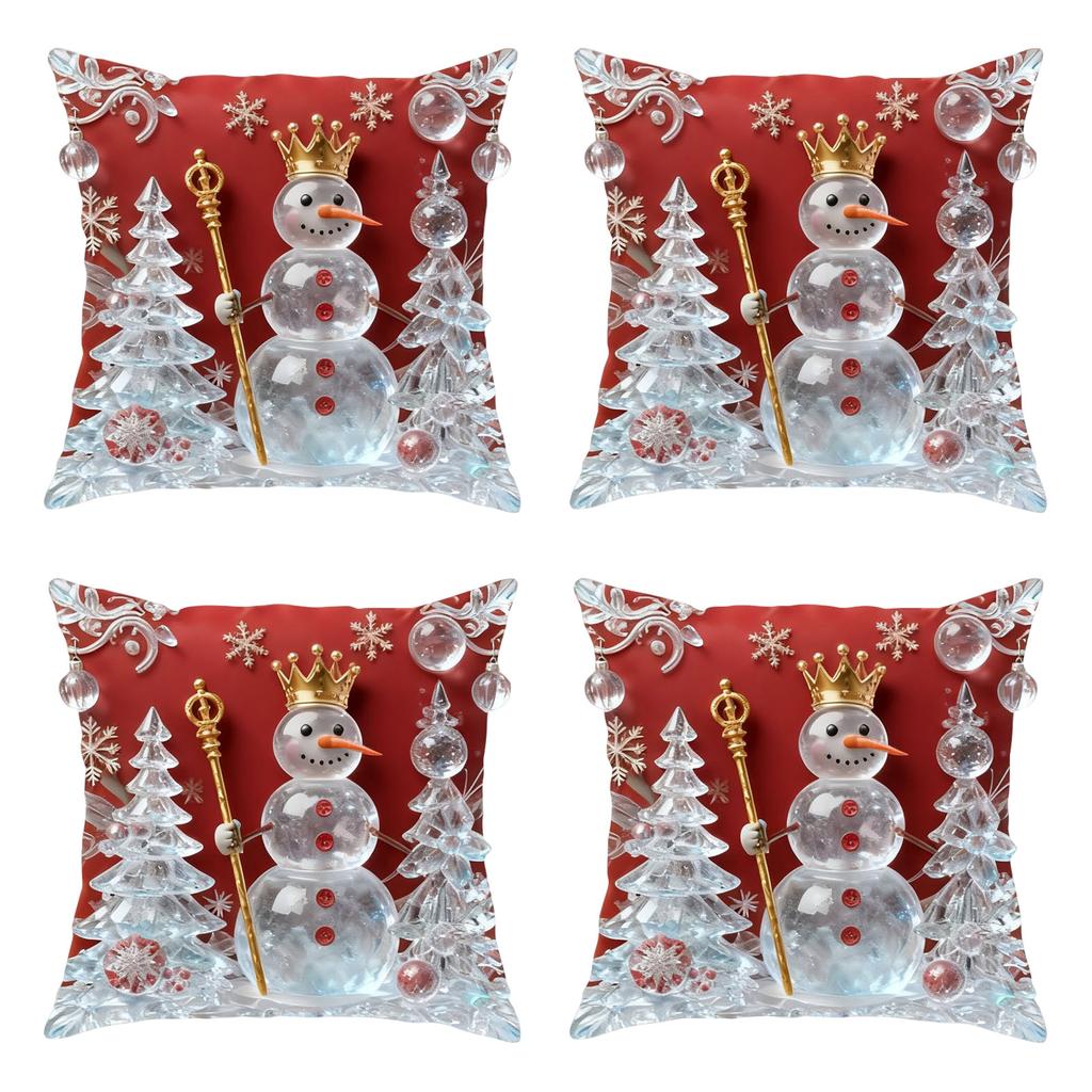 Świąteczna poszewka na poduszkę, Świąteczna dekoracja domu, Pokrowiec na poduszkę, Zestaw 4 sztuk