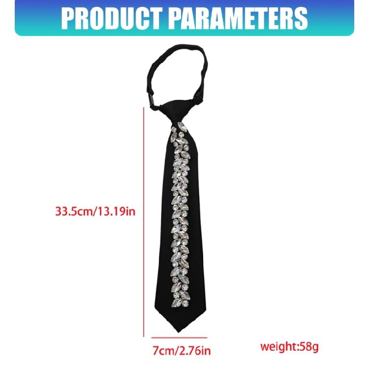 Luxurious Crystal Decors Neck Tie For Grooms Bridesmaids And Guests Long Necklace Preknotted Tie for Party Gathering