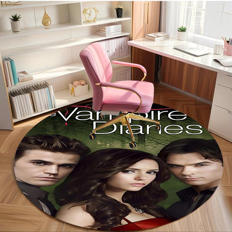 The Vampire Diaries Print Round Rug, Washable Floor Carpet, For Entryway Dorm Laundry Room Office Study, Home Decor Birthday Christmas Gift