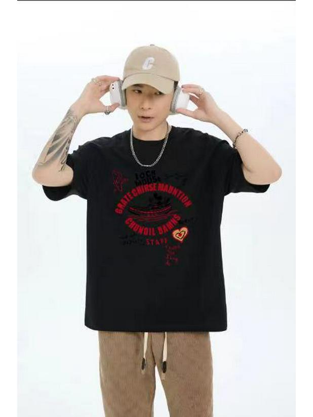 

Унисекс летняя хлопковая футболка с круглым вырезом в корейском стиле S