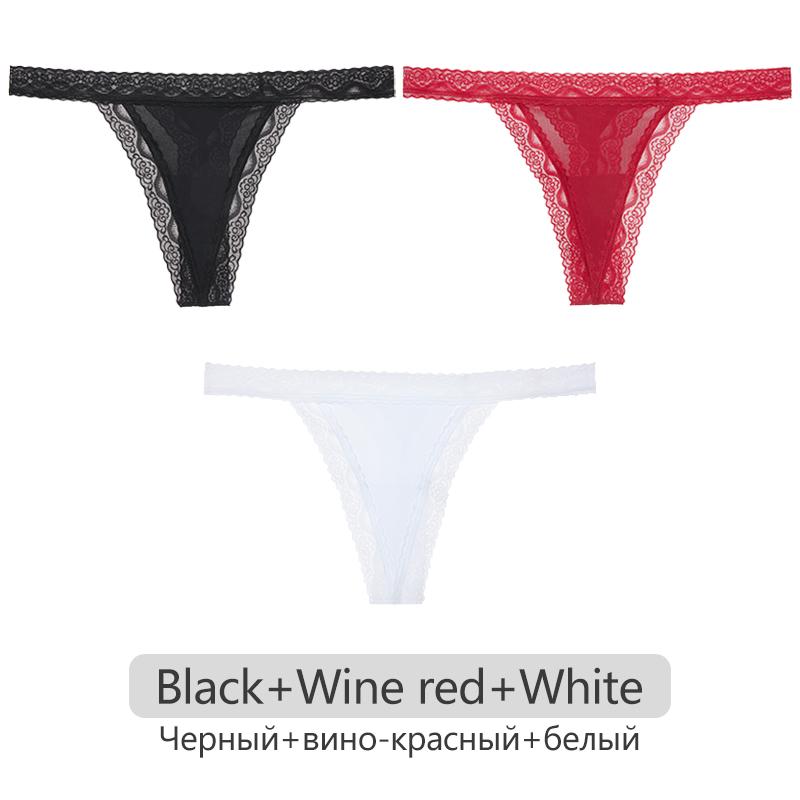 Women Thongs 3Pcs/set Lace G-sting Panties Female Sexy T-Back Underwear S-XL Ladies Thong Underpants Nylon Thongs Lingerie 2023