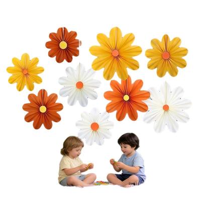 Daisy Paper Fan Flower Decoration for Spring Atmosphere – Kindergarten Ceiling Pendant