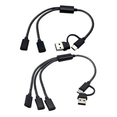 USB Splitter Cable,USB + Type C Male To 2/3 Female Extension Cord Connectors,USB Port Hubs Data&Charging Power Split Adapters