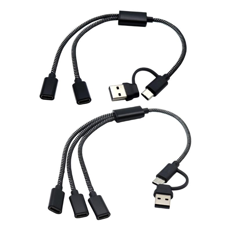 USB + Type C Male to 2/3 Type C Female Cable Adapters USB OTG Splitter Cord Converters Multiple Hubs for Charging and Data