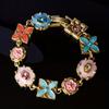 A Vintage French-style Elegant Floral Enamel Rhinestone Bracelet, Suitable for Everyday Wear, Parties, and Banquets.