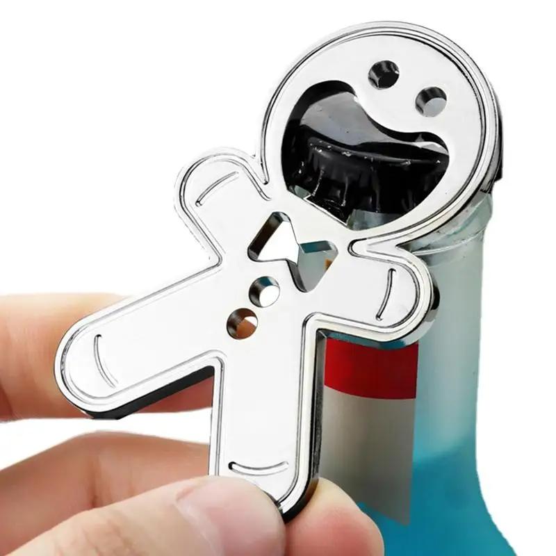 1Pc Magnetic Gingerbread Man Bottle Opener Stainless Steel Bottle Opener Fridge Soda Glass Cap Remover Kitchen Beer Bar Tool