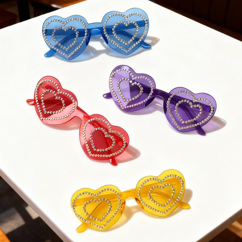 New love diamond-encrusted glasses men's and women's fashion party retro funny ins sunglasses spot
