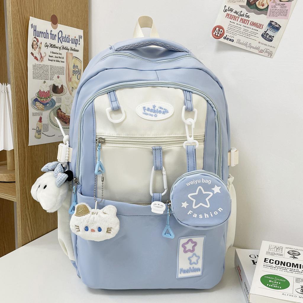 New Heat Transfer Korean Style Large Capacity Backpack for Middle High School College Students Trendy Versatile Travel Daypack