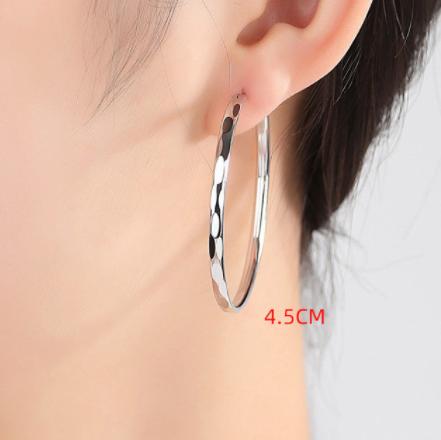 925 Sterling Silver Big Circle Stud Earrings for Women New Fashion Exaggerated Party Jewelry Gifts Prevent Allergy