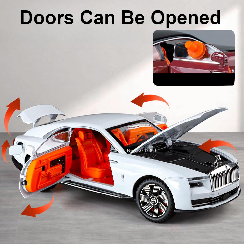 1:24 Rolls-Royce Spectre Streets Car Model Toy Sound Light Shock Absorption Starry Sky Top Vehicle Models Desktop Ornaments Gift
