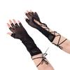 Breathable Girls Black Punk Mesh Lace Women Fishnet Gloves Fingeless Mittens Long Gloves Net Mitten